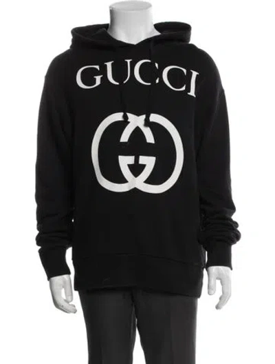Pre-owned Gucci Interlocking G Logo Crew Neck Hoodie In Black