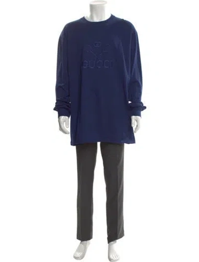 Pre-owned Gucci Interlocking G Logo Crew Neck Sweatshirt In Blue