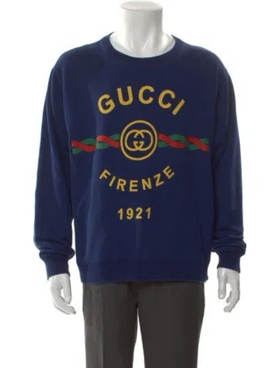 Pre-owned Gucci Interlocking G Logo Crew Neck Sweatshirt In Blue