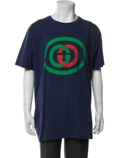 Pre-owned Gucci Interlocking G Logo Crew Neck T-shirt In Blue