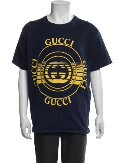 Pre-owned Gucci Interlocking G Logo Crew Neck T-shirt In Blue
