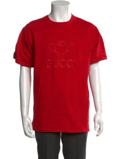Pre-owned Gucci Interlocking G Logo Crew Neck T-shirt In Red
