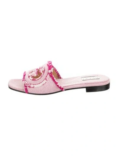 Pre-owned Gucci Interlocking G Logo Cutout Accent Slides W/ Tags In Pink