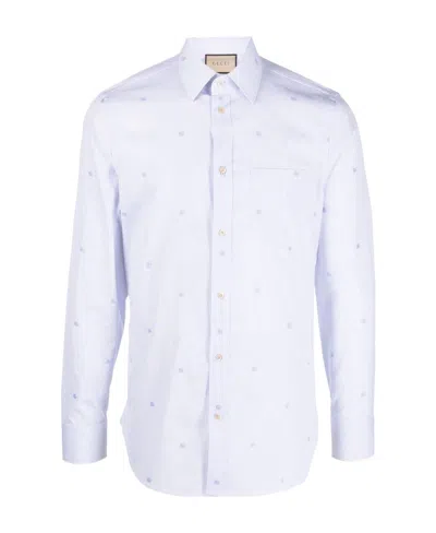 Gucci Interlocking G Logo-embroidered Shirt In White