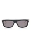 Gucci Interlocking G Logo-engraved Rectangle-frame Sunglasses In Black