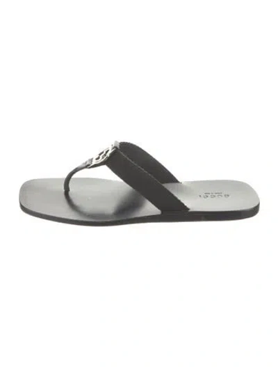 Pre-owned Gucci Interlocking G Logo Flip Flops In Black