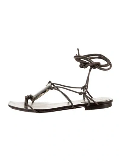 Pre-owned Gucci Interlocking G Logo Gladiator Sandals In Brown