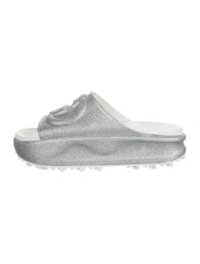 Pre-owned Gucci Interlocking G Logo Glitter Slides