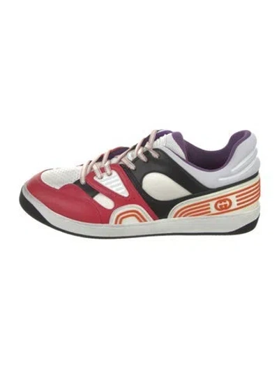 Pre-owned Gucci Interlocking G Logo Leather Athletic Sneakers In White
