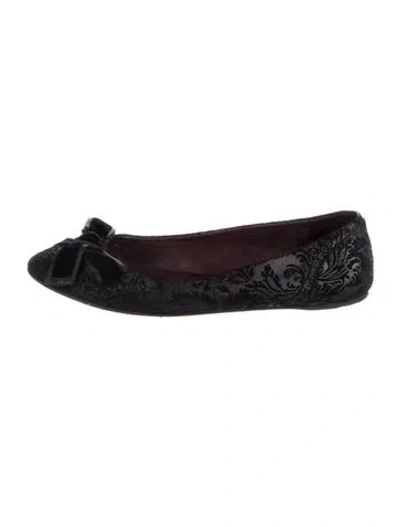 Pre-owned Gucci Interlocking G Logo Leather Ballet Flats In Black