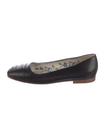 Pre-owned Gucci Interlocking G Logo Leather Ballet Flats In Black