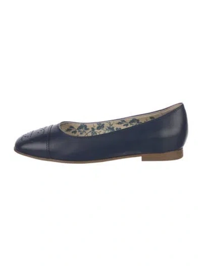 Pre-owned Gucci Interlocking G Logo Leather Ballet Flats In Blue