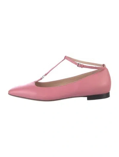 Pre-owned Gucci Interlocking G Logo Leather Ballet Flats In Pink