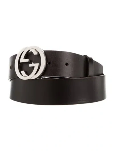 Pre-owned Gucci Interlocking G Logo Leather Belt In Brown