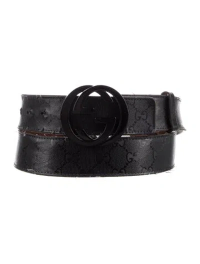 Pre-owned Gucci Interlocking G Logo Leather Belt Kit In Black