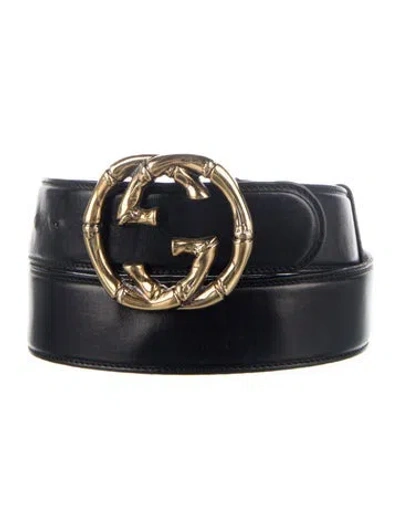 Pre-owned Gucci Interlocking G Logo Leather Belt Kit In Black