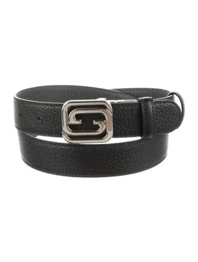 Pre-owned Gucci Interlocking G Logo Leather Belt Kit In Black