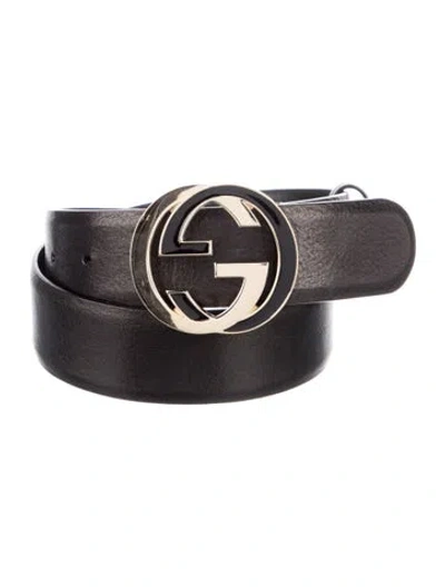 Pre-owned Gucci Interlocking G Logo Leather Belt In Multi