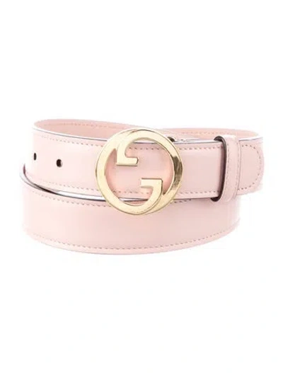 Pre-owned Gucci Interlocking G Logo Leather Belt In Pink