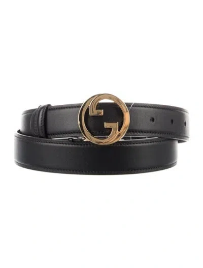 Pre-owned Gucci Interlocking G Logo Leather Belt W/ Tags In Black