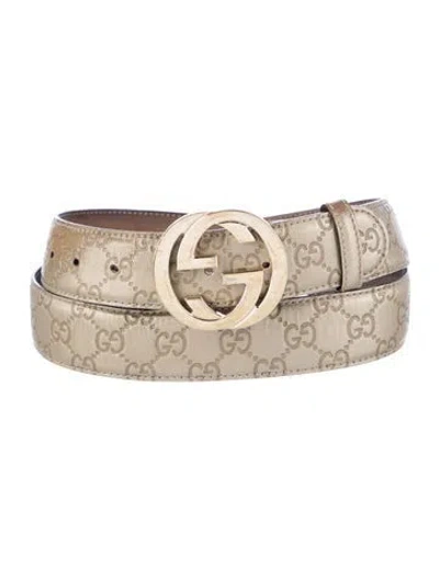 Pre-owned Gucci Interlocking G Logo Leather Belt In White