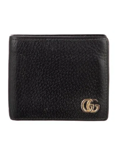 Pre-owned Gucci Interlocking G Logo Leather Bifold Wallet In Black