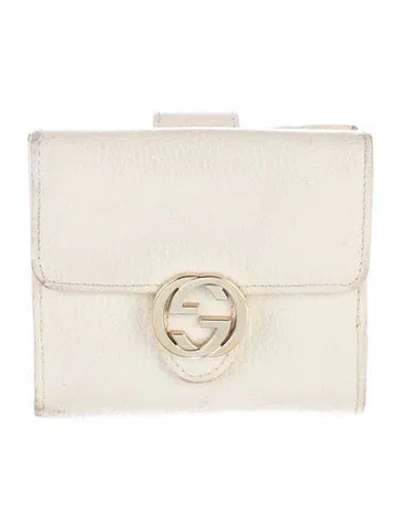 Pre-owned Gucci Interlocking G Logo Leather Bifold Wallet In Neutral