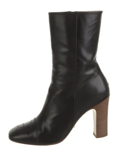 Pre-owned Gucci Interlocking G Logo Leather Boots In Black