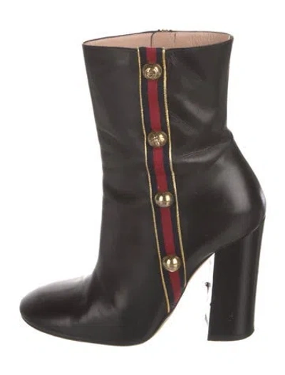 Pre-owned Gucci Interlocking G Logo Leather Boots In Black