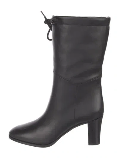 Pre-owned Gucci Interlocking G Logo Leather Boots In Black