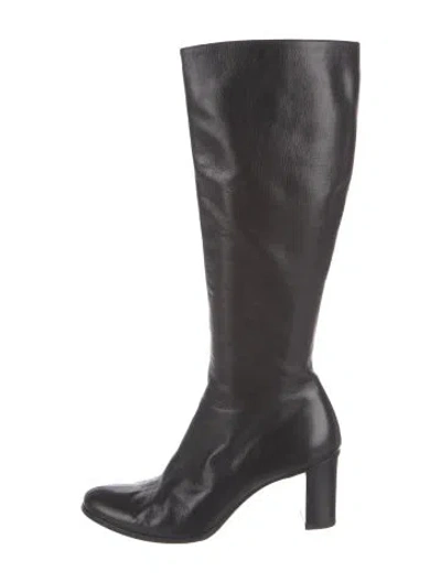 Pre-owned Gucci Interlocking G Logo Leather Boots In Black