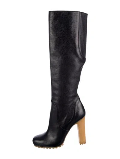 Pre-owned Gucci Interlocking G Logo Leather Boots In Black