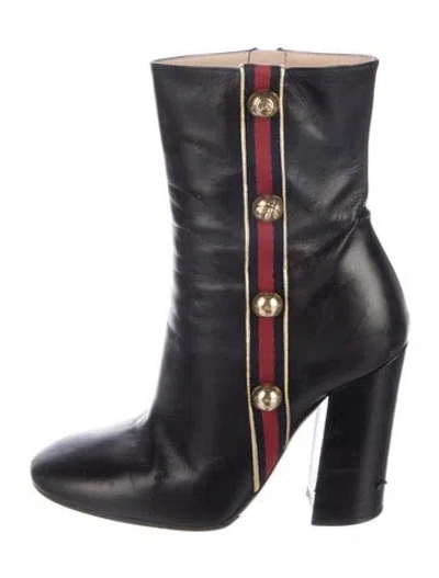 Pre-owned Gucci Interlocking G Logo Leather Boots In Black