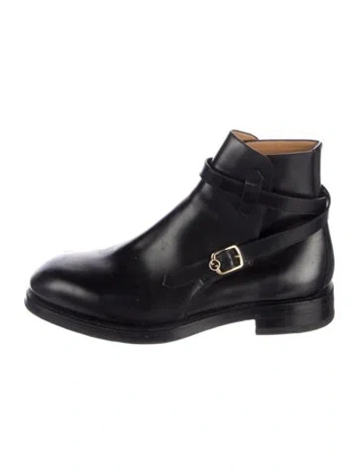 Pre-owned Gucci Interlocking G Logo Leather Boots In Black