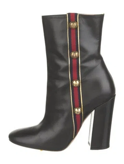 Pre-owned Gucci Interlocking G Logo Leather Boots In Black
