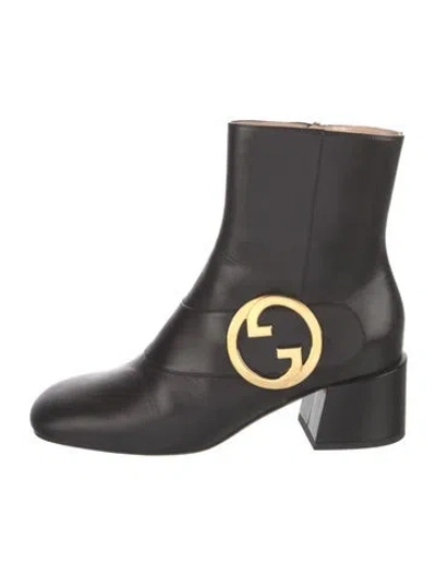 Pre-owned Gucci Interlocking G Logo Leather Boots In Black