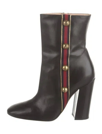 Pre-owned Gucci Interlocking G Logo Leather Boots In Black