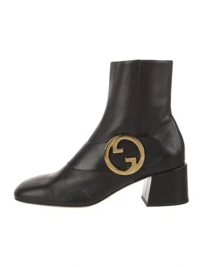 Pre-owned Gucci Interlocking G Logo Leather Boots In Black