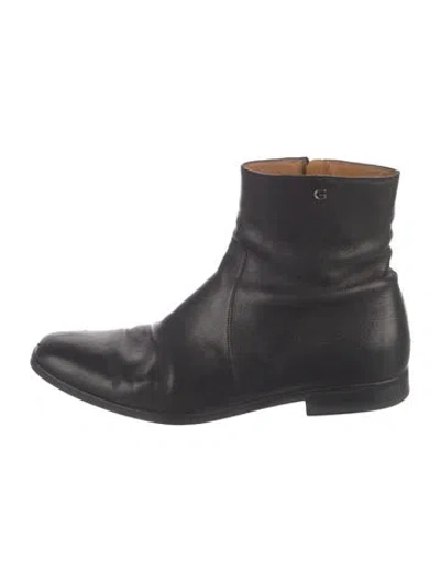 Pre-owned Gucci Interlocking G Logo Leather Boots In Black