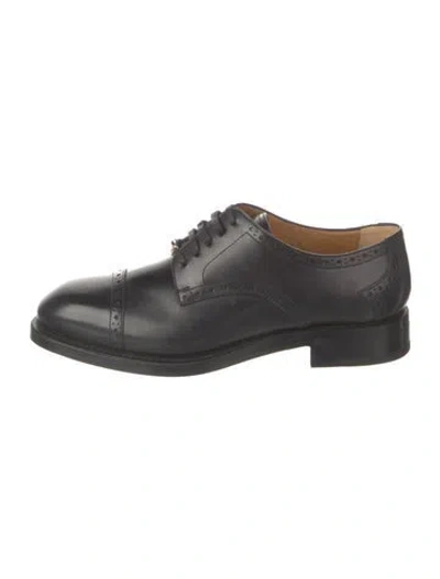Pre-owned Gucci Interlocking G Logo Leather Brogues In Black