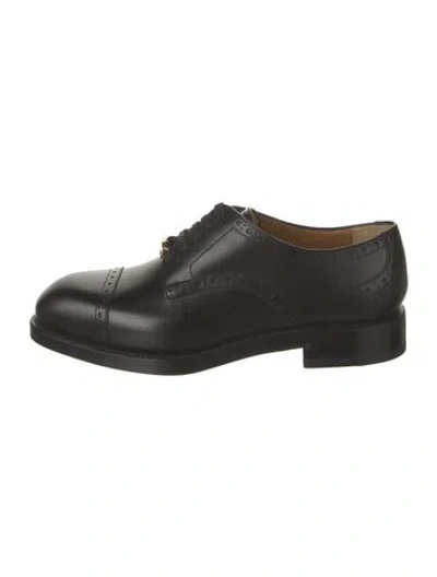 Pre-owned Gucci Interlocking G Logo Leather Brogues In Black
