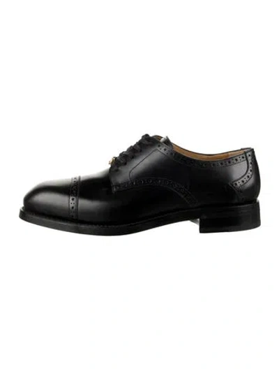 Pre-owned Gucci Interlocking G Logo Leather Brogues In Black