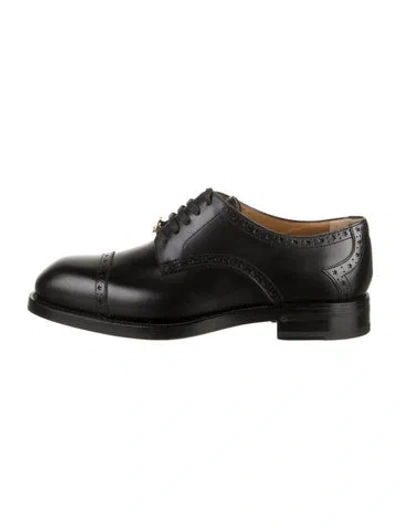 Pre-owned Gucci Interlocking G Logo Leather Brogues In Black