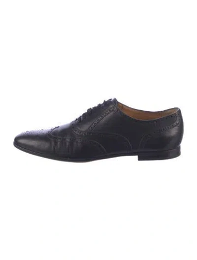 Pre-owned Gucci Interlocking G Logo Leather Brogues In Black