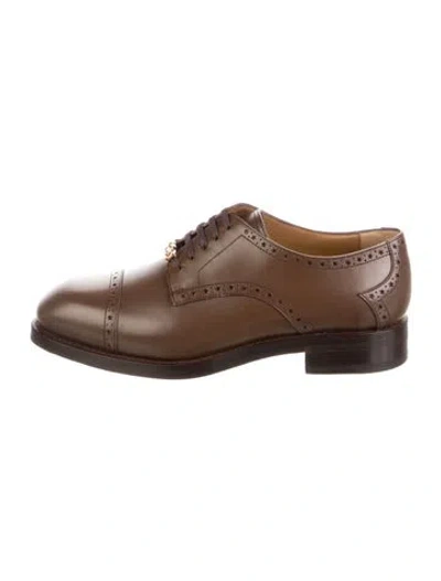 Pre-owned Gucci Interlocking G Logo Leather Brogues In Brown