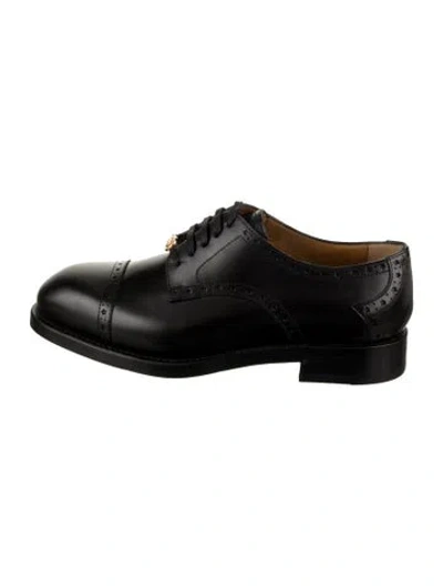 Pre-owned Gucci Interlocking G Logo Leather Brogues W/ Tags In Black