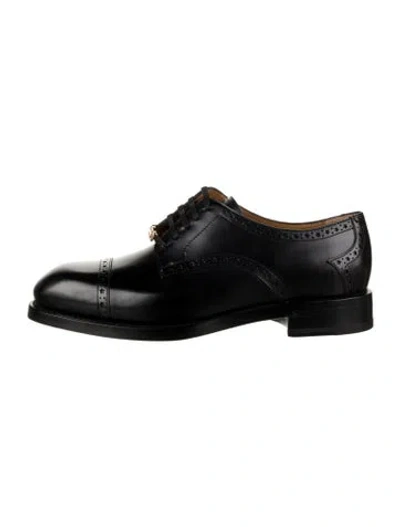 Pre-owned Gucci Interlocking G Logo Leather Brogues W/ Tags In Black/white