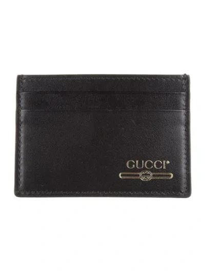 Pre-owned Gucci Interlocking G Logo Leather Card Holder In Black