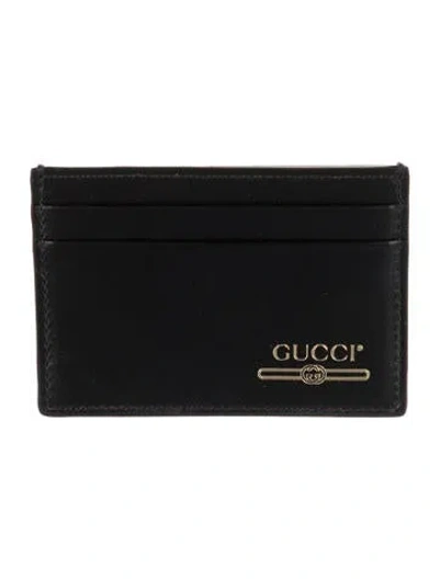Pre-owned Gucci Interlocking G Logo Leather Card Holder In Black