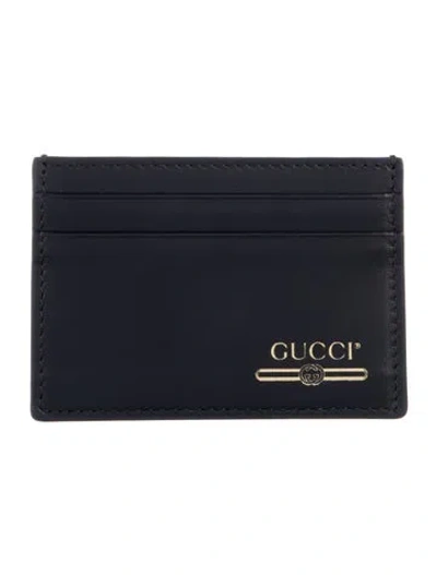 Pre-owned Gucci Interlocking G Logo Leather Card Holder In Black